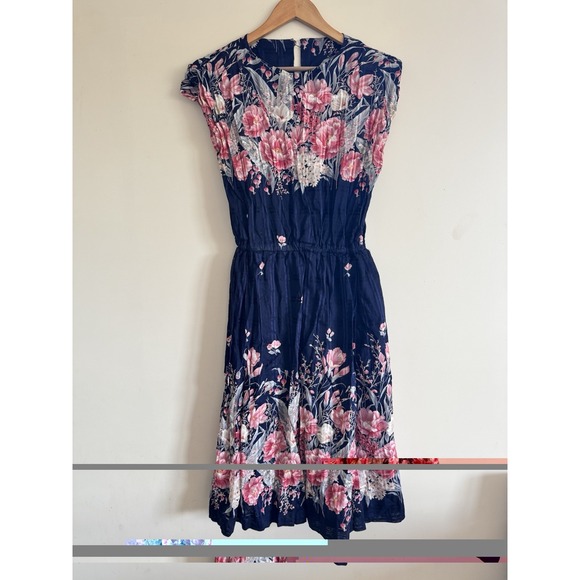 Dresses & Skirts - Vintage Hand Sewn Floral Dress Flared Roses Retro Women's Medium